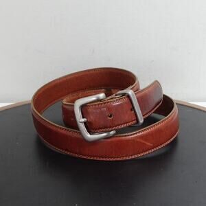 Polo Ralph Lauren Belt Mens 34 Genuine Leather Silver Buckle Made in Italy